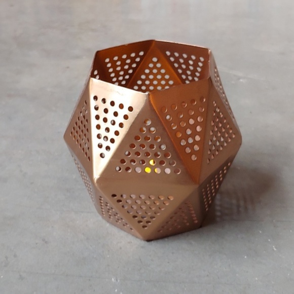 Other - Copper-Toned Perforated Hexagon Candle Holder